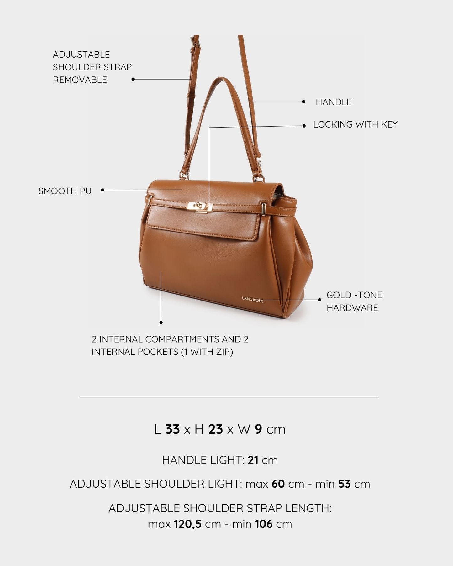 Borsa a tracolla QUINN- CAMEL