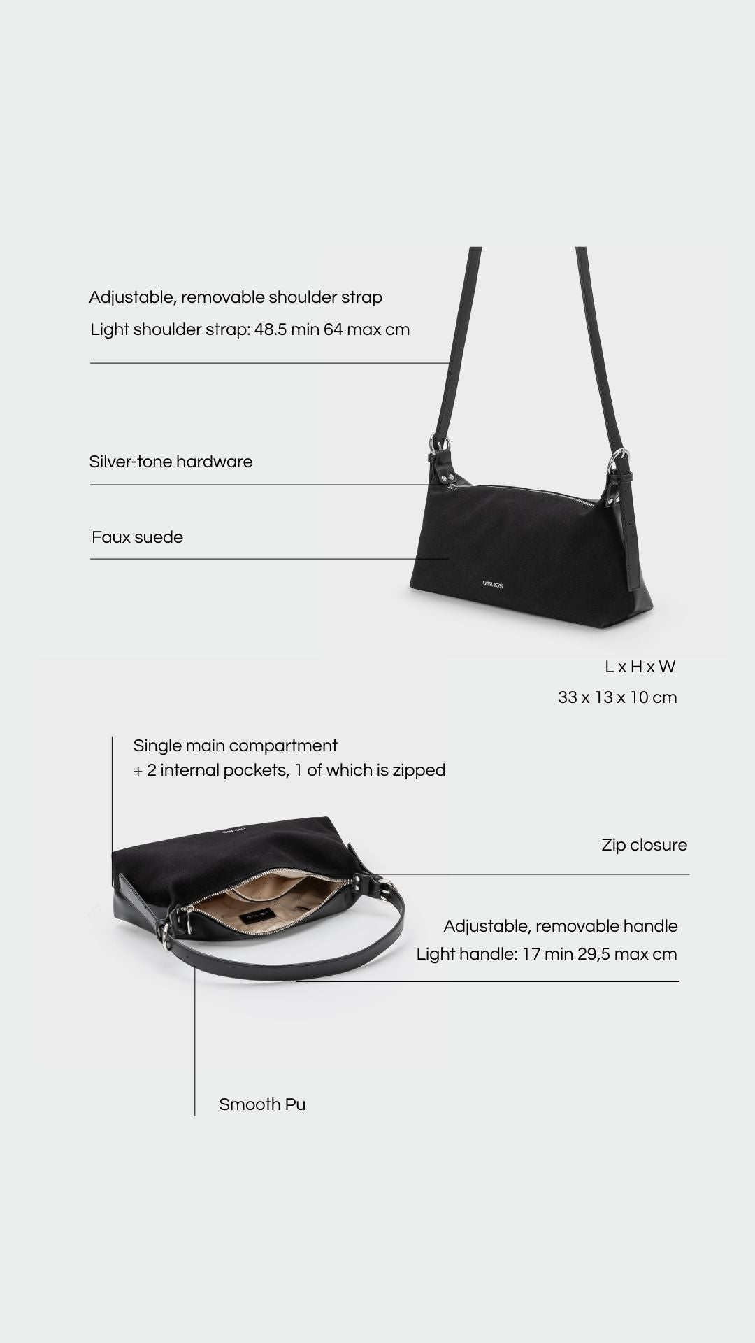Borsa a spalla DUA - BLACK SILVER