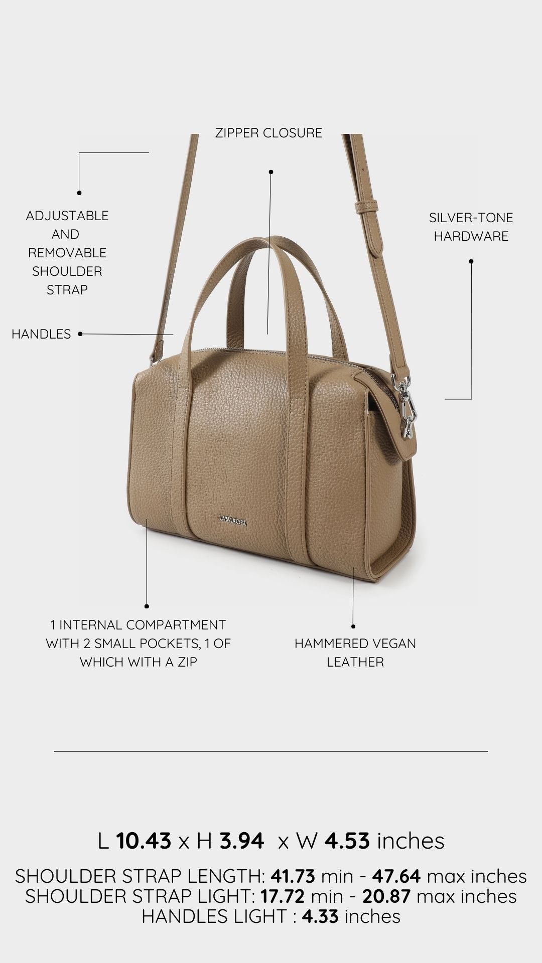Borsa bauletto ELLEN - TAUPE