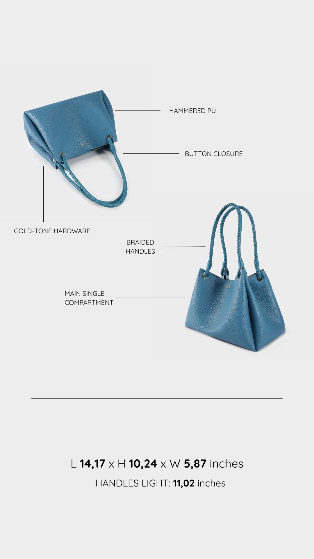 Bolso de hombro grande CHERYL - AZUL VERDE