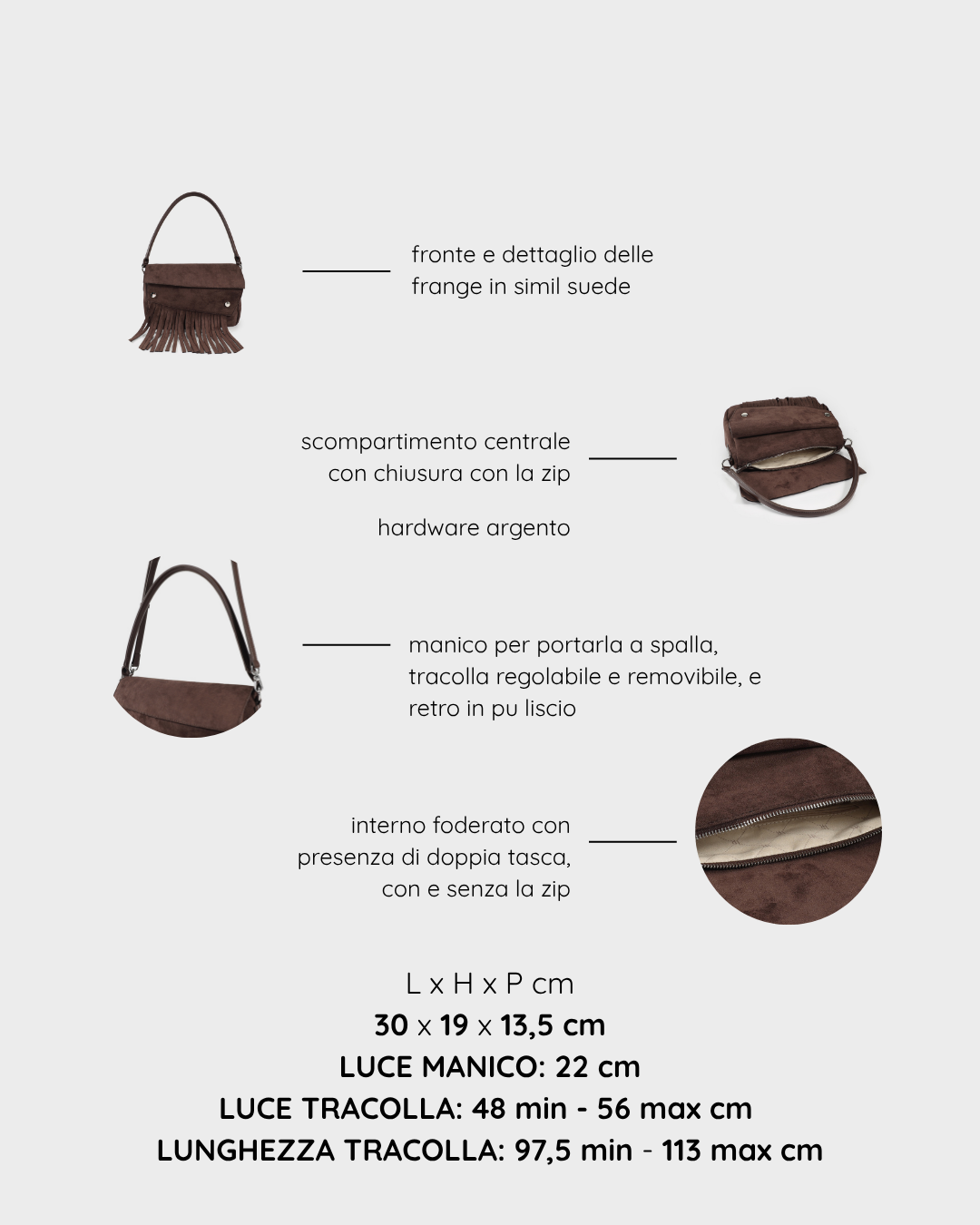 Bolso de hombro MEREDITH - MARRÓN