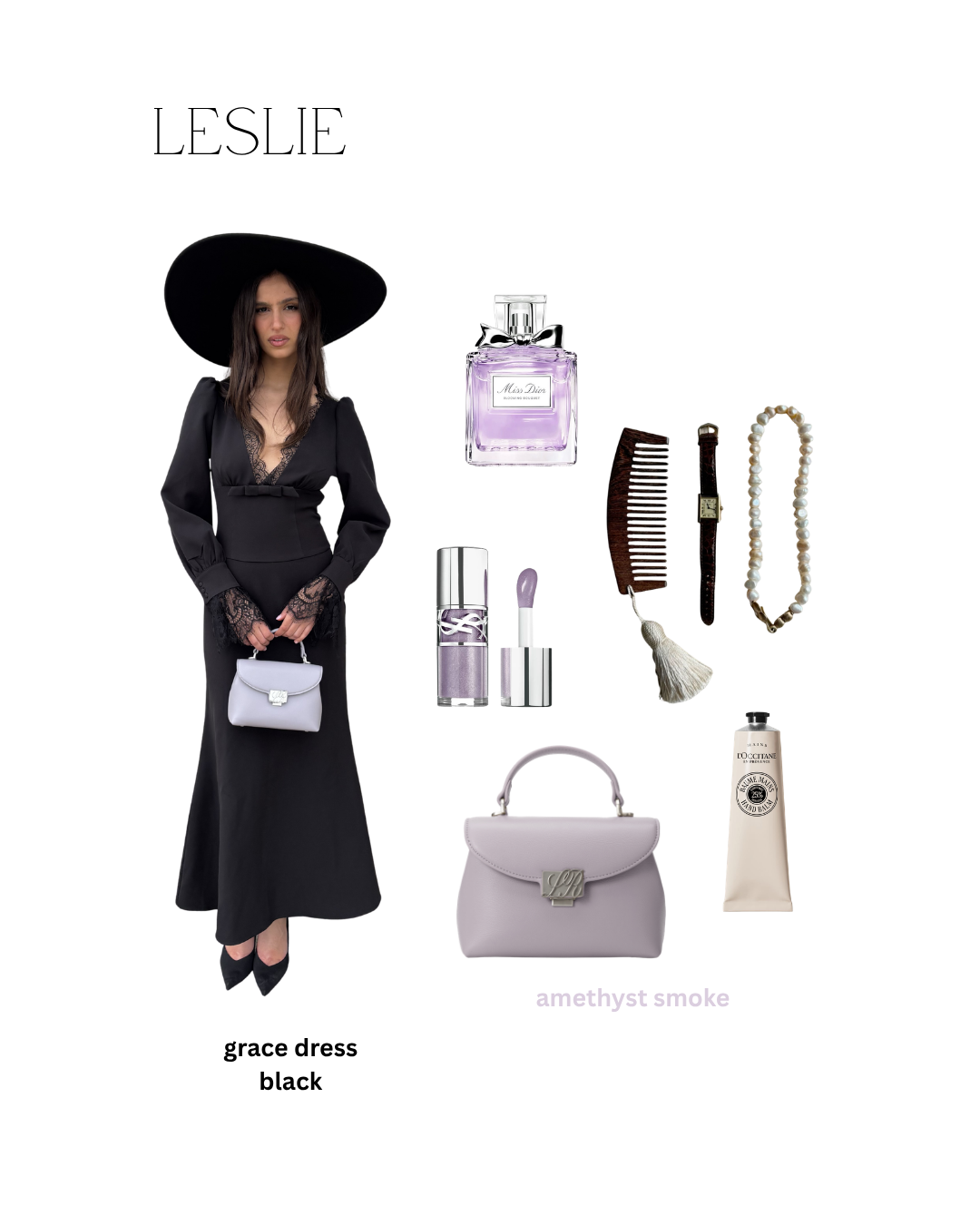 Borsa a mano LESLIE - AMETHYST SMOKE