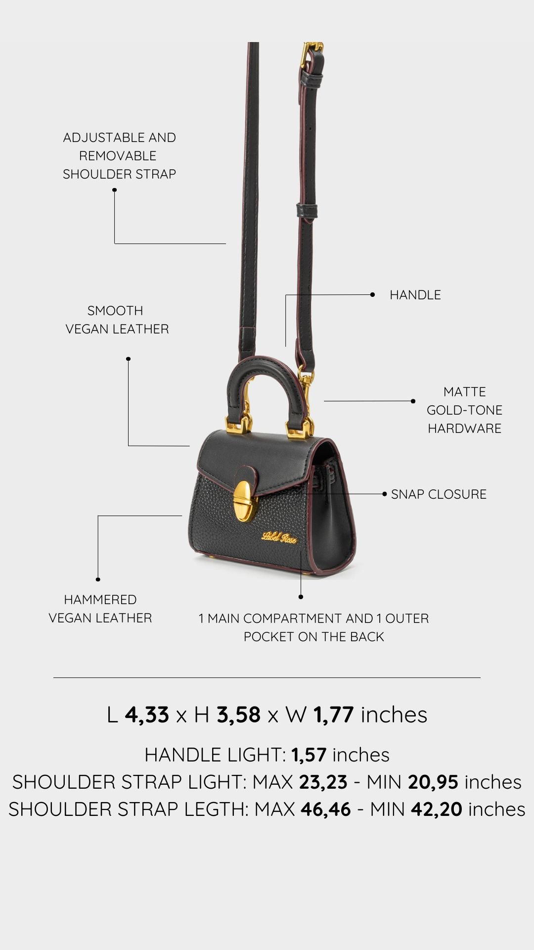 Mini bag KITTY - BLACK