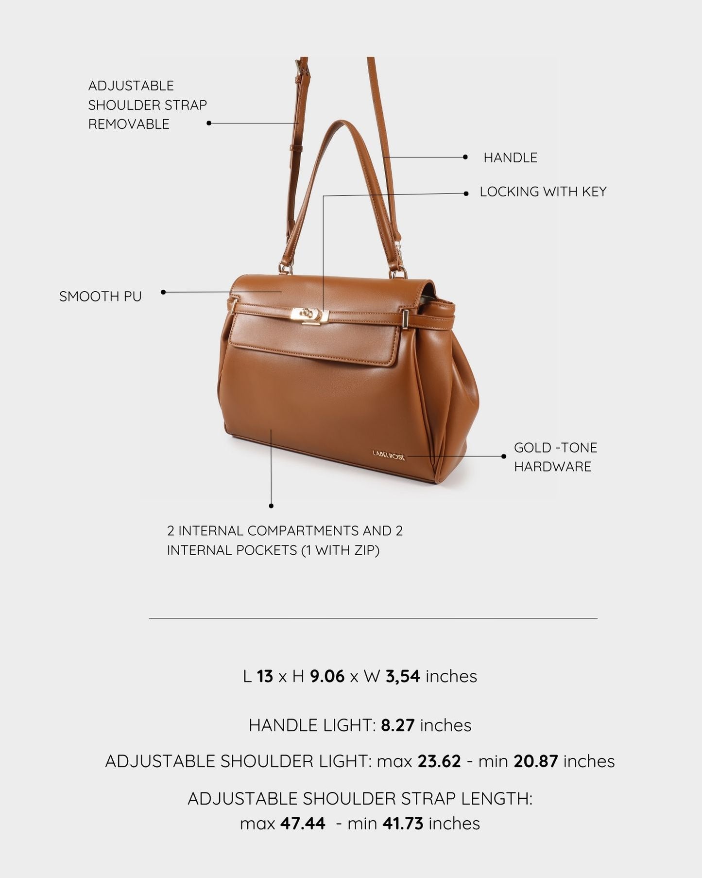 Borsa a tracolla QUINN- CAMEL