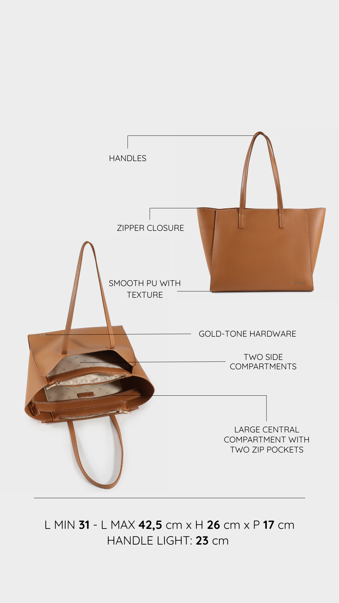 Borsa a spalla MELISSA BIG -CARAMEL