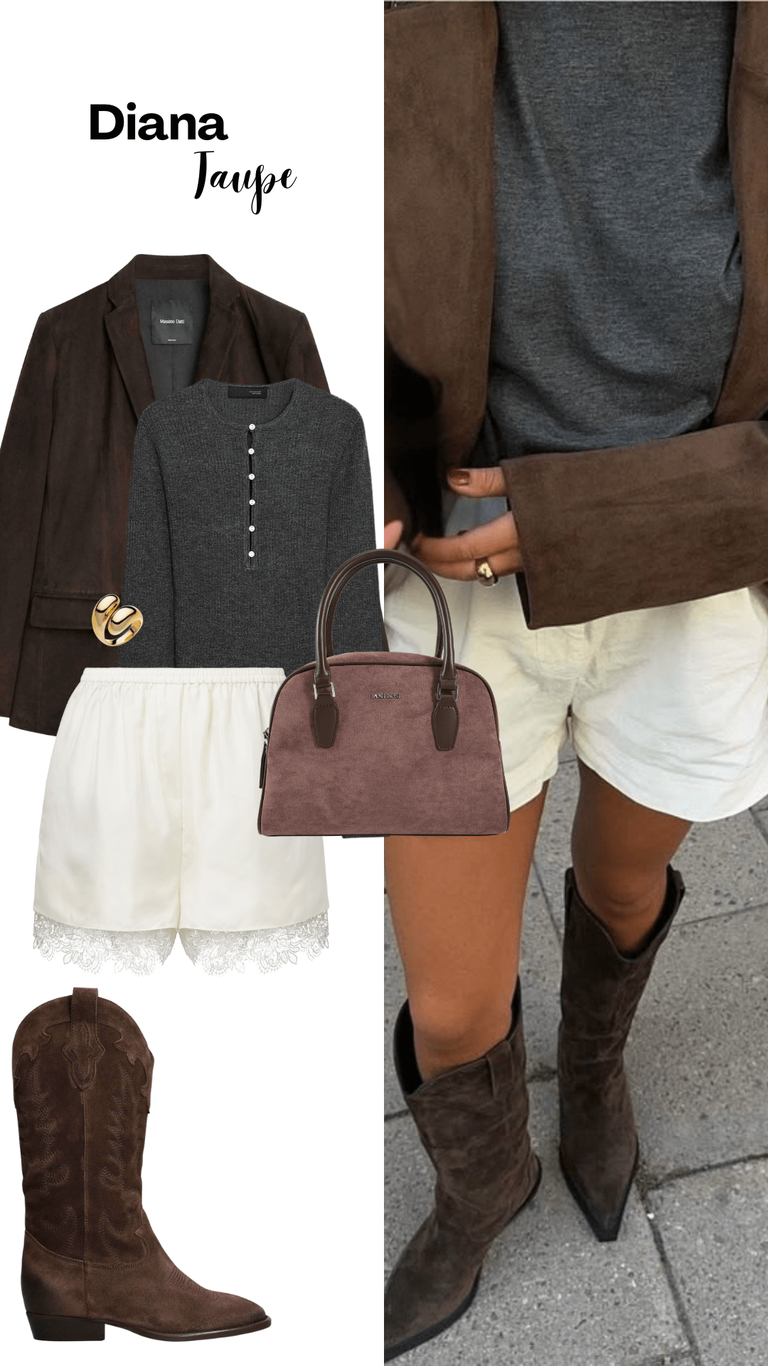 Borsa a tracolla DIANA   - TAUPE
