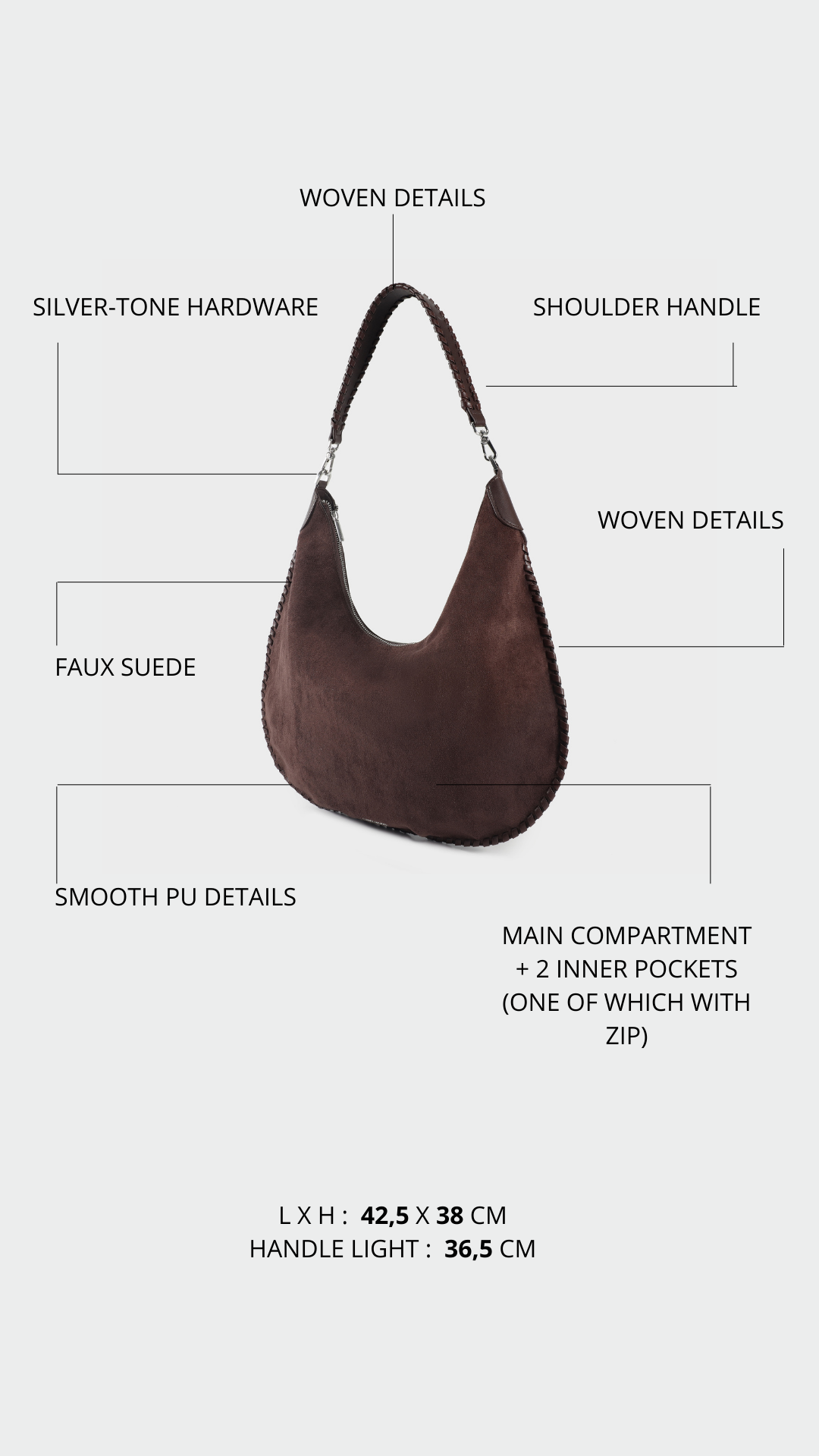 BORSA A SPALLA AURORA - BROWN