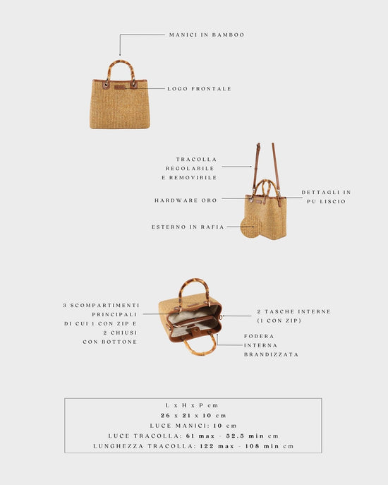 Borsa a mano MARGOT BIG BAMBOO  LE - BRUNT BROWN