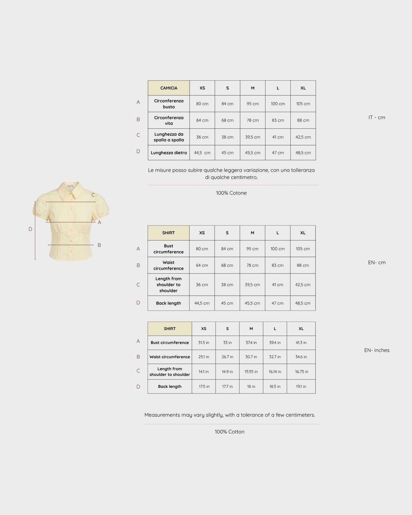 Camicia AIDA - BUTTER YELLOW