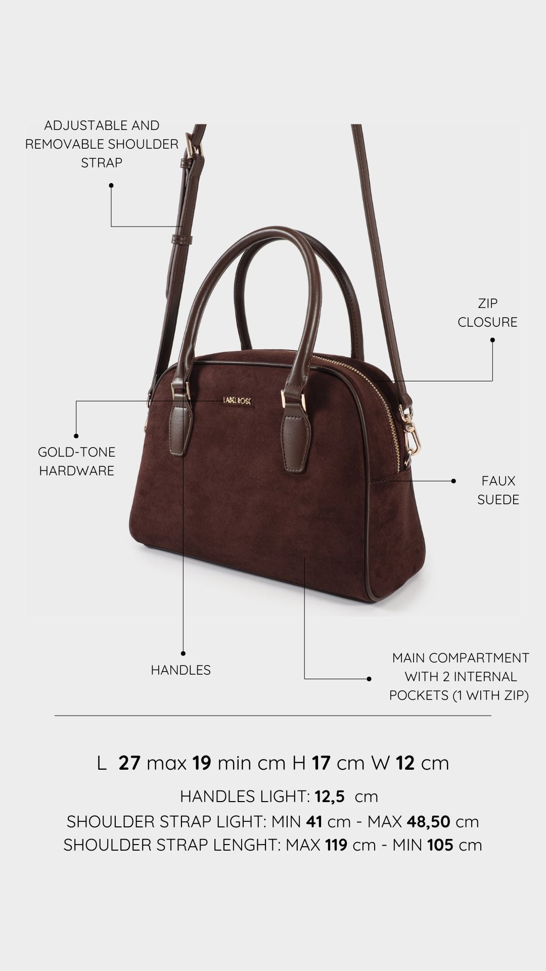 Borsa a tracolla DIANA   - MARRONE