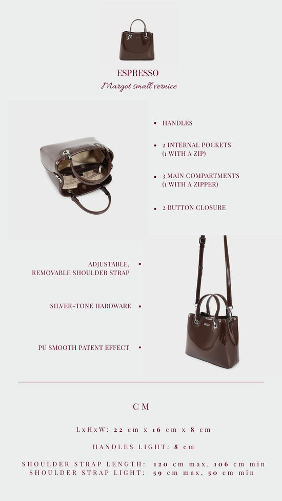 Borsa a mano MARGOT SMALL VERNICE - ESPRESSO