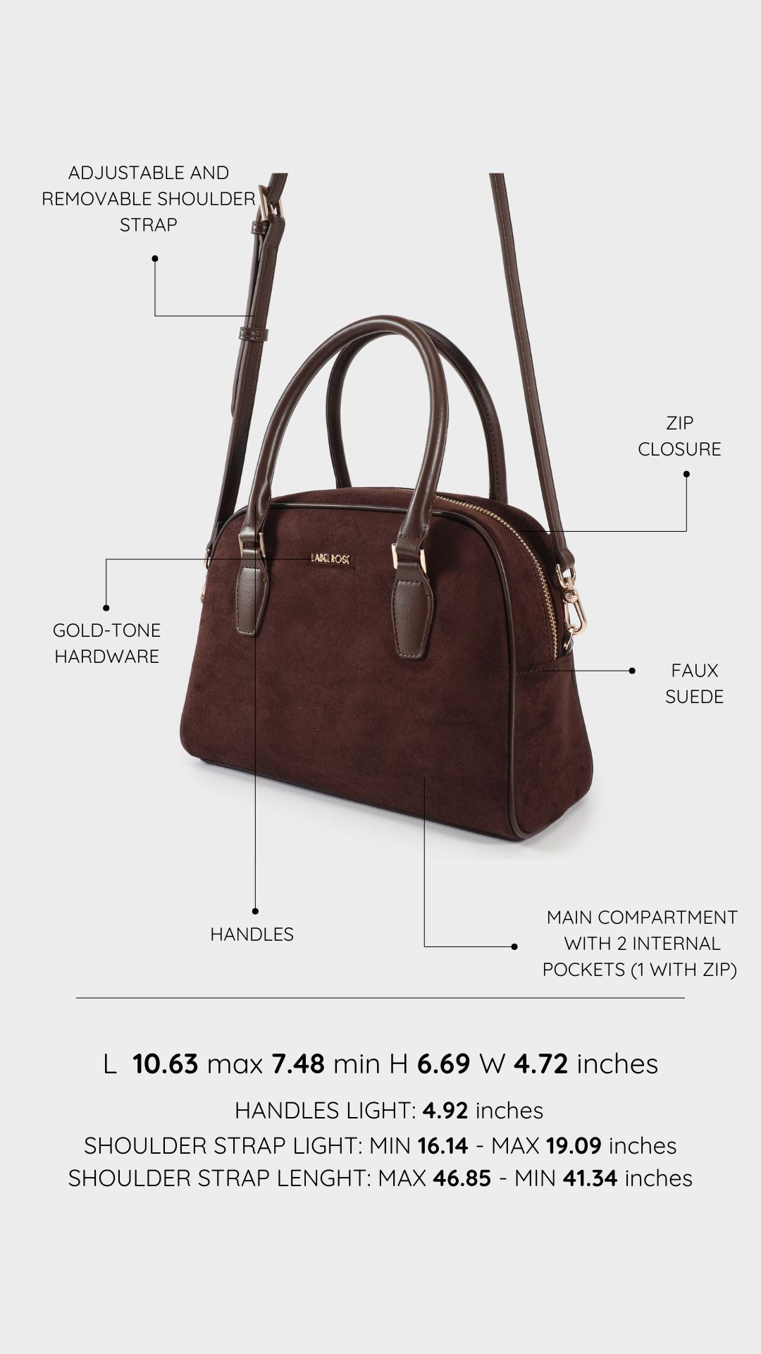 Borsa a tracolla DIANA   - MARRONE
