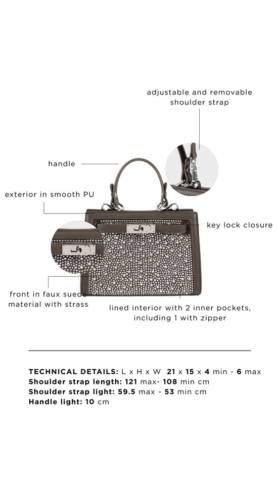 Borsa a mano PARIS MINI STRASS - GREY