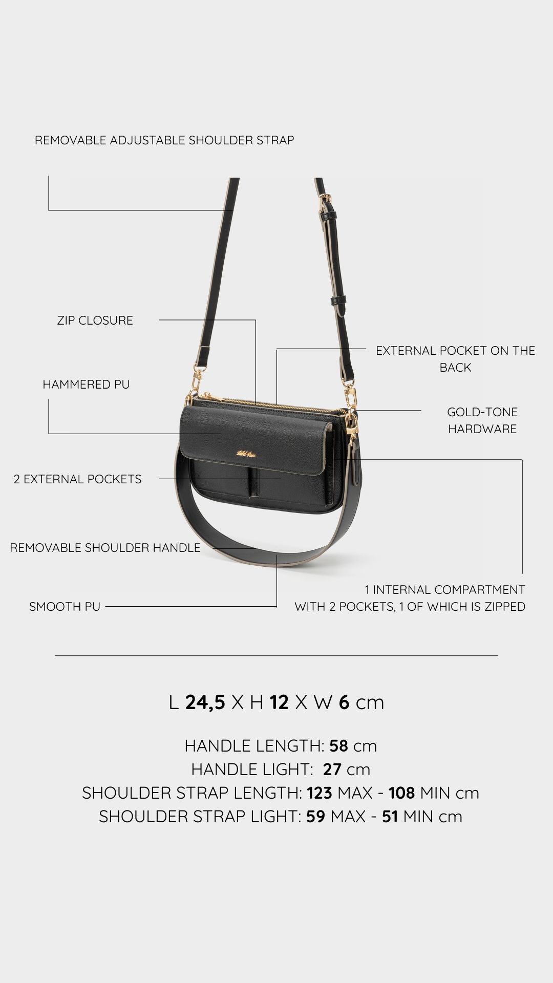 Borsa a spalla SABRINA - BLACK GOLD