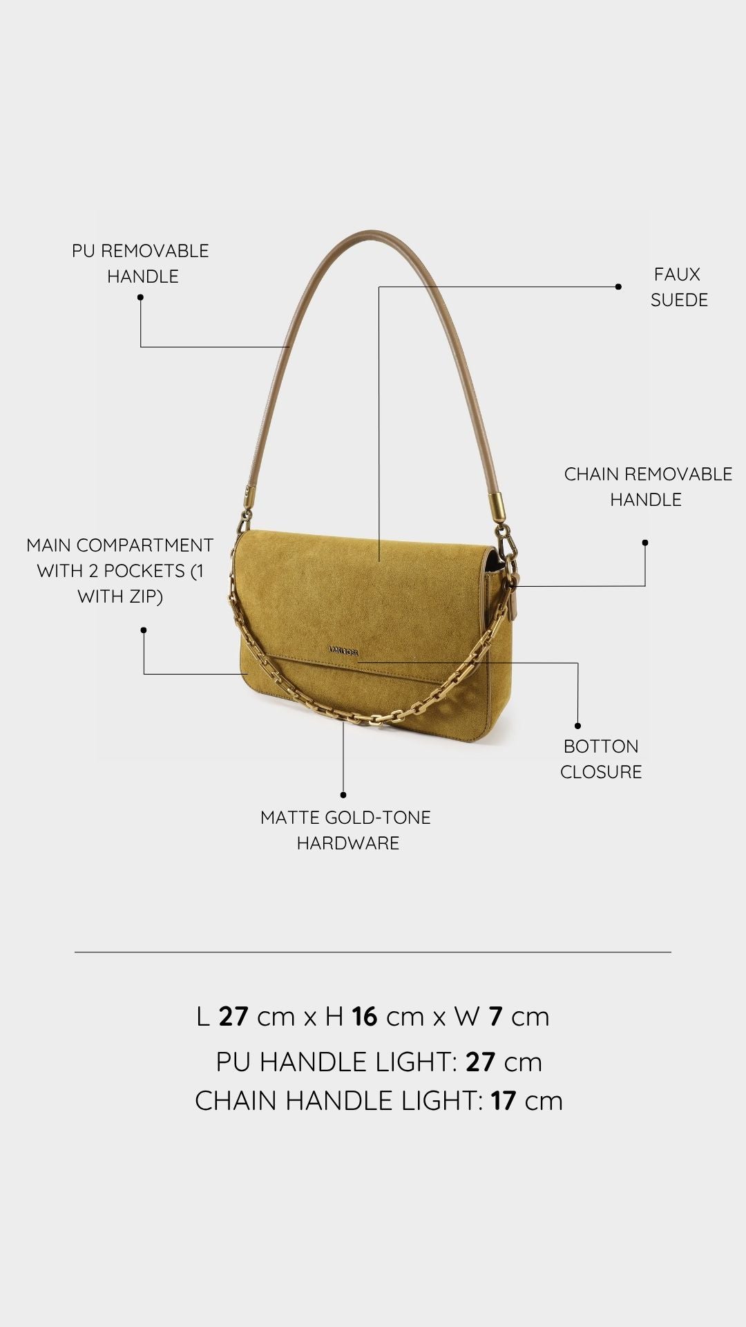 Borsa a spalla MELANY- SENAPE