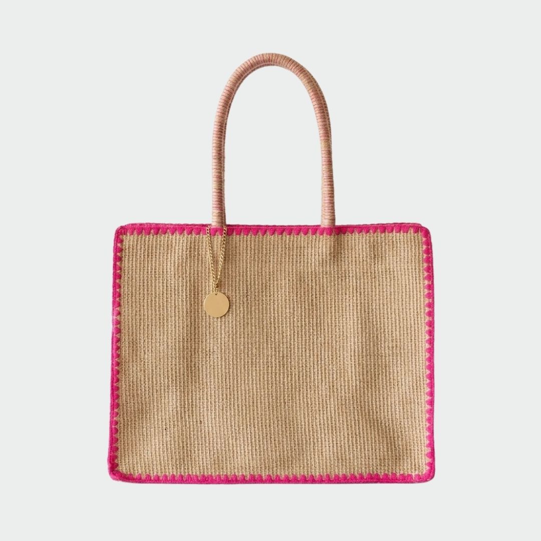 AZURE straw bag - FUCHSIA