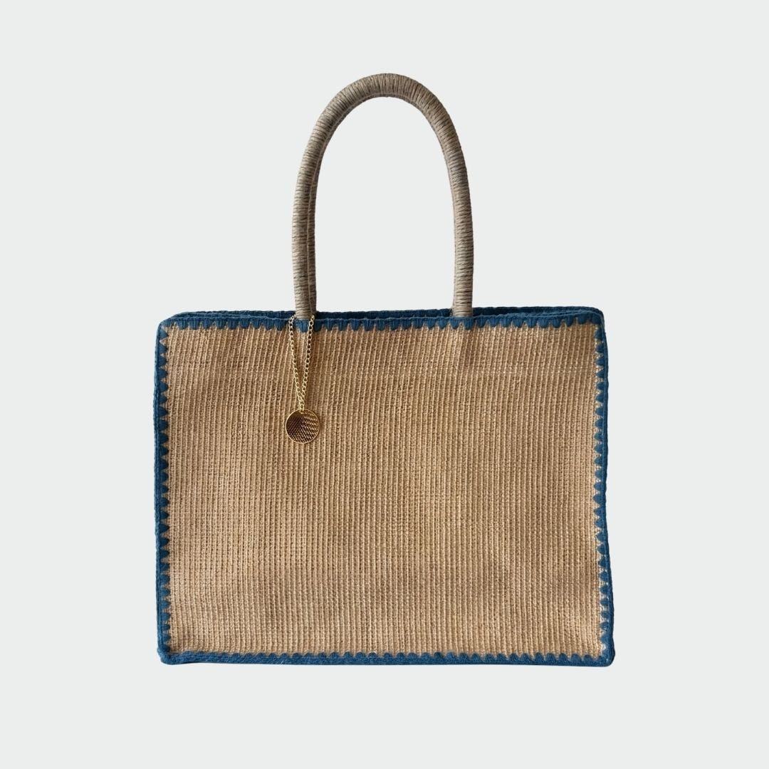 Azure straw bag - TURQUOISE