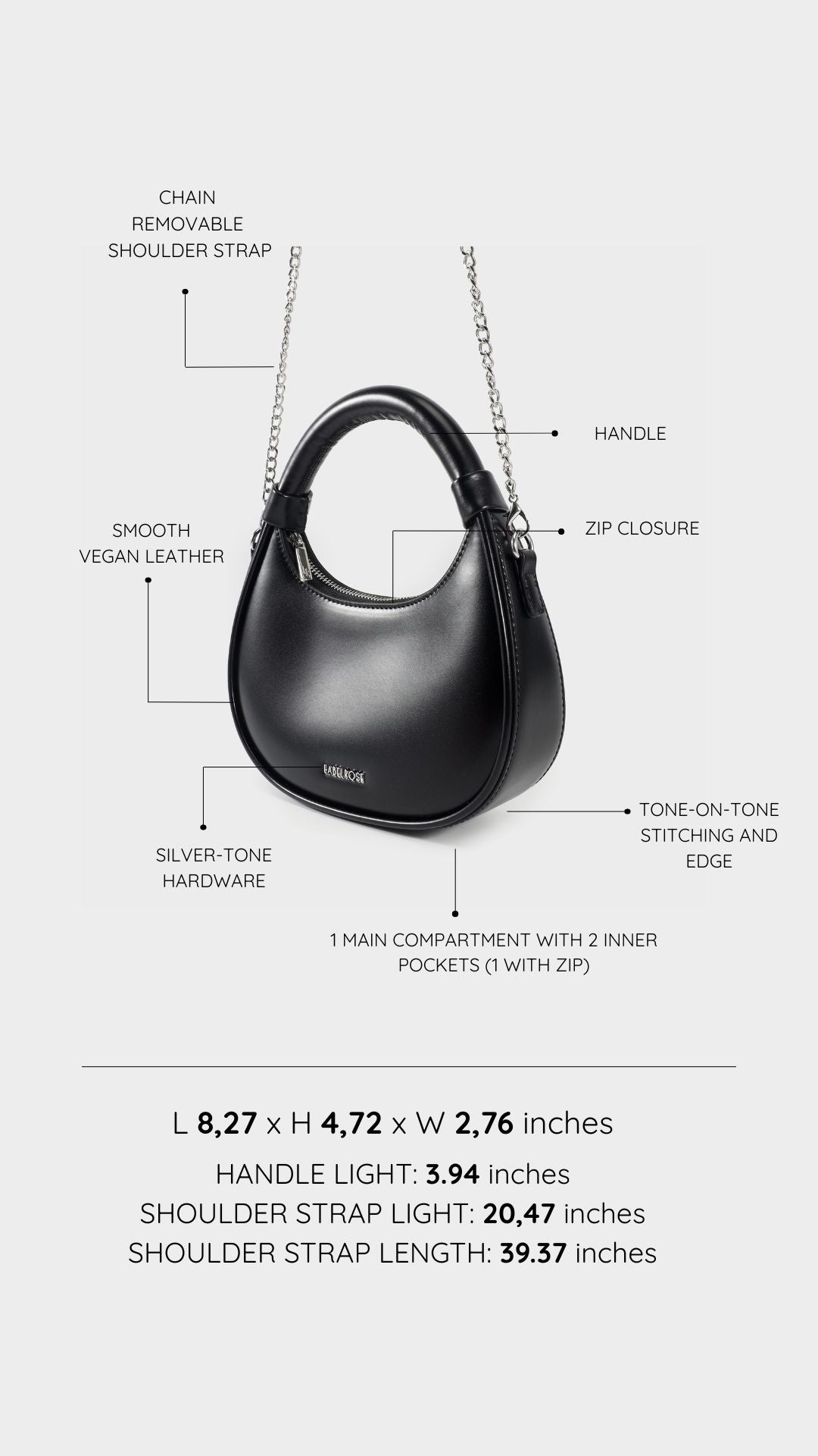 Mini bag a mano LADY - BLACK