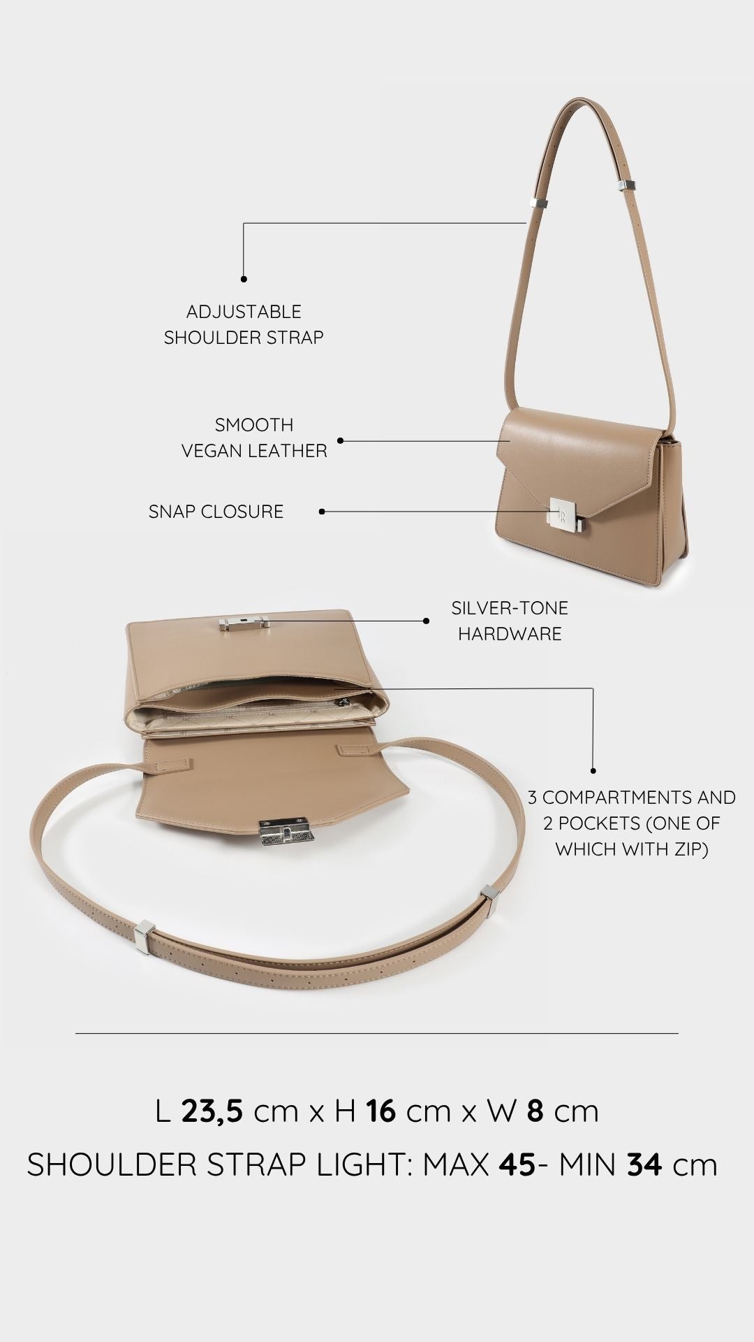 Borsa a tracolla AURA - BEIGE