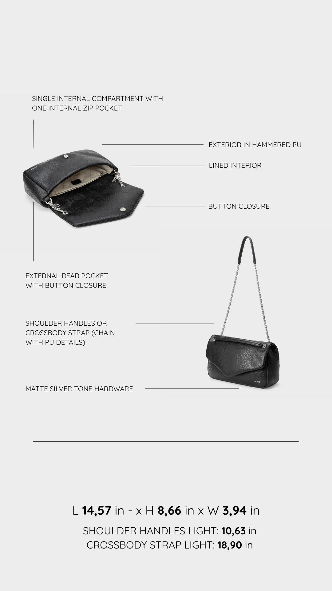 Borsa a spalla KAYLA- BLACK SILVER