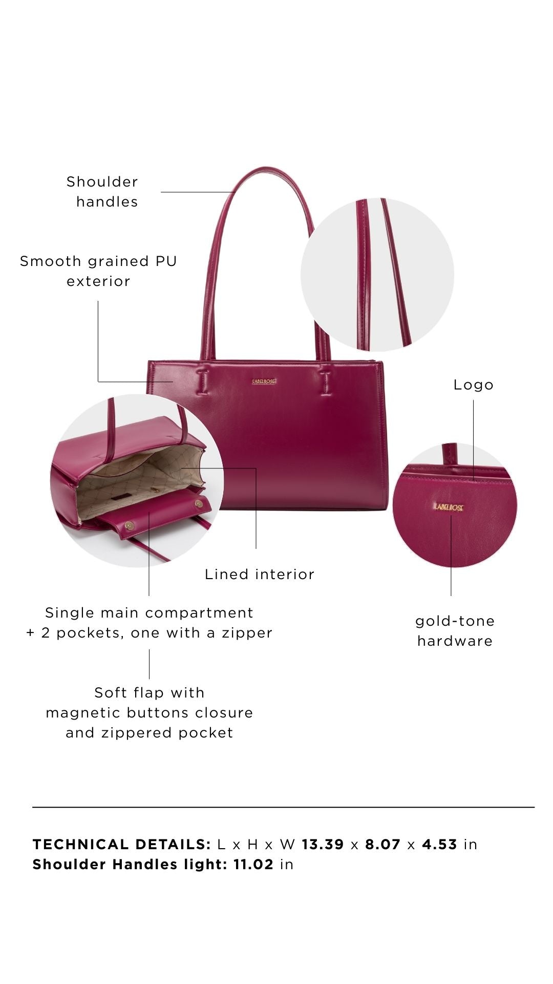 Borsa a spalla PATENT TOTE - PLUM