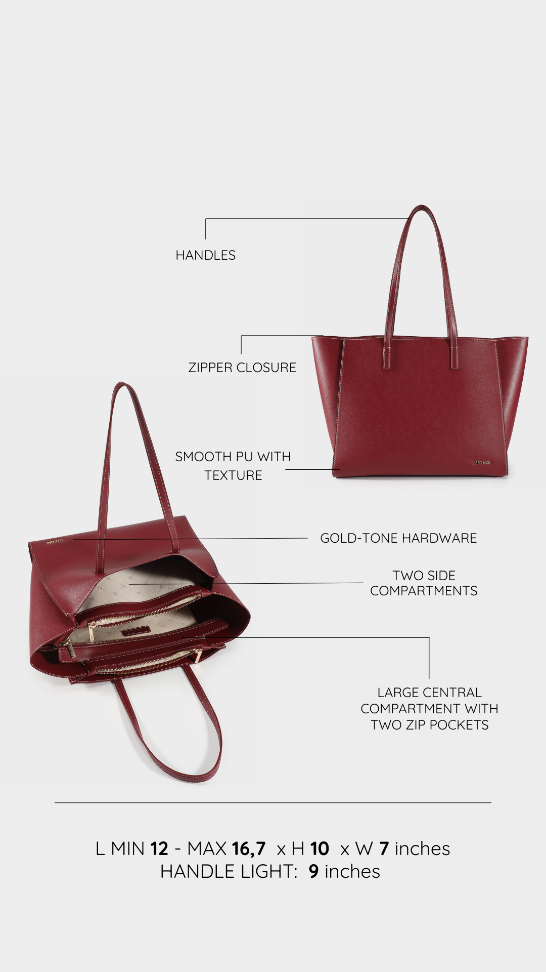 Borsa a spalla MELISSA BIG - BURGUNDY PREVENDITA