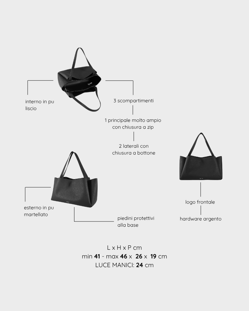 Borsa a spalla IVORY - BLACK SILVER MANHATAN