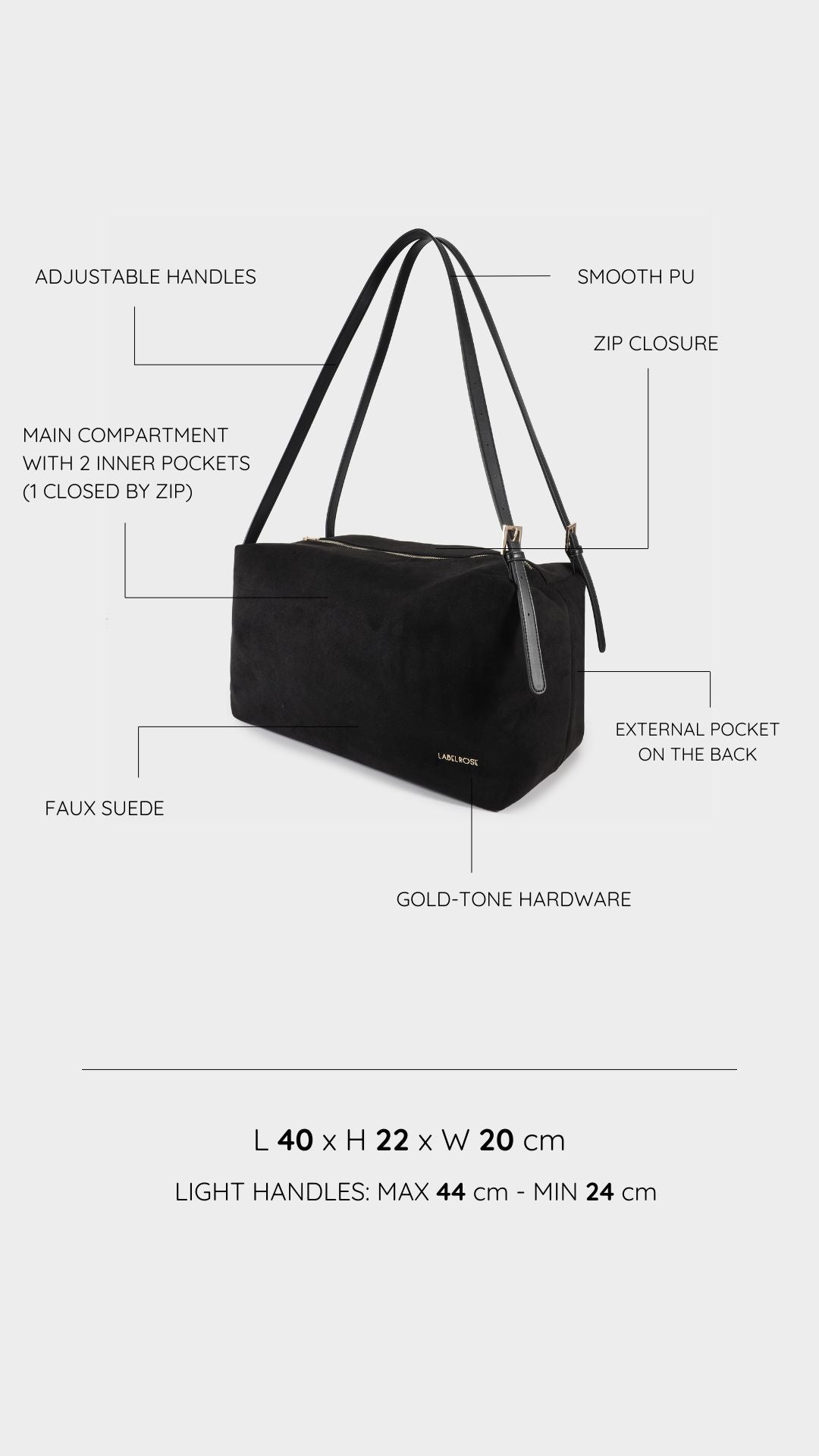 SIDNEY shoulder shopping bag - BLACK GOLD