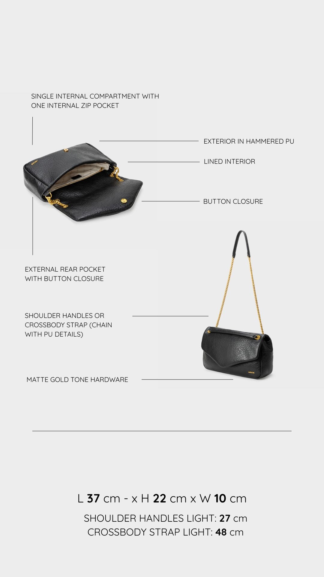 Borsa a spalla KAYLA- BLACK GOLD