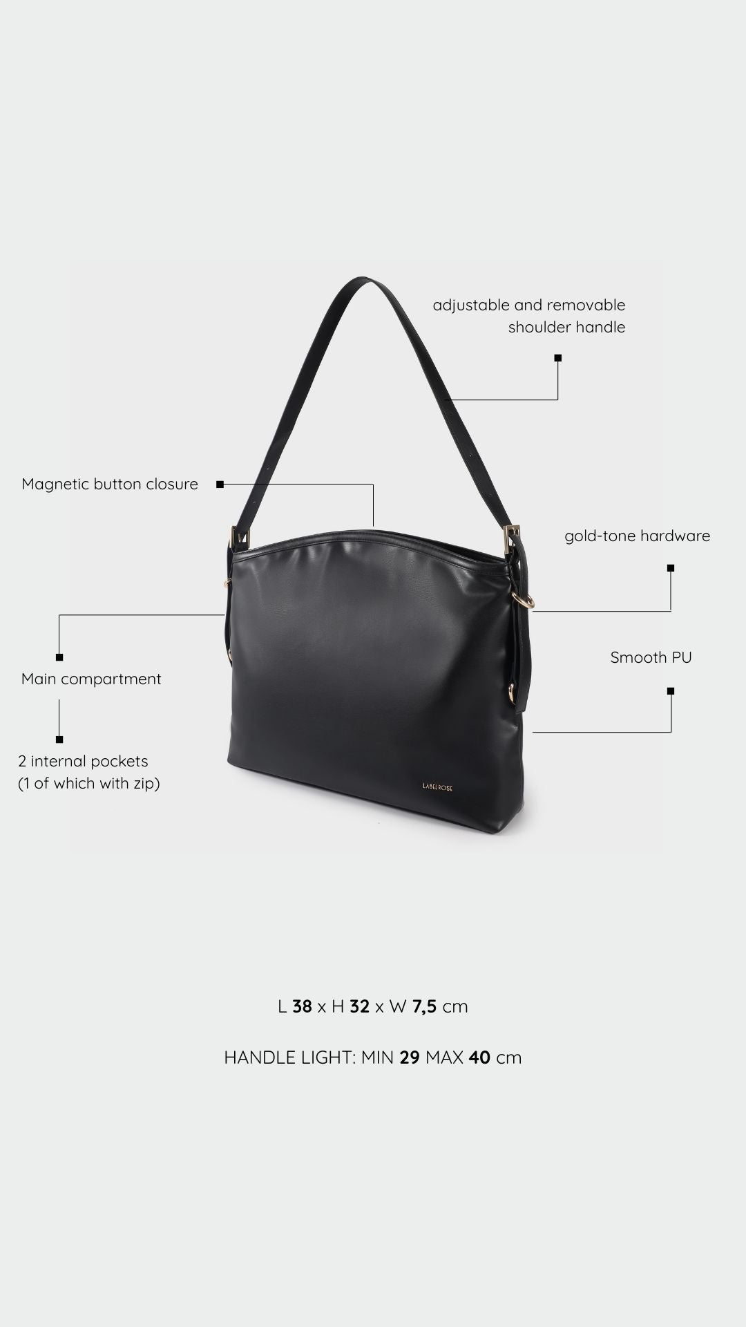 Borsa a spalla MINNIE - BLACK GOLD