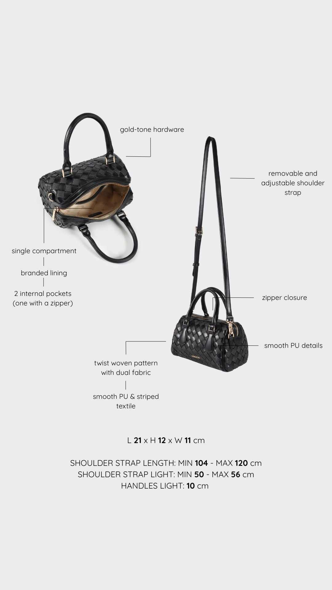 Borsa a mano TWIST- BLACK GOLD