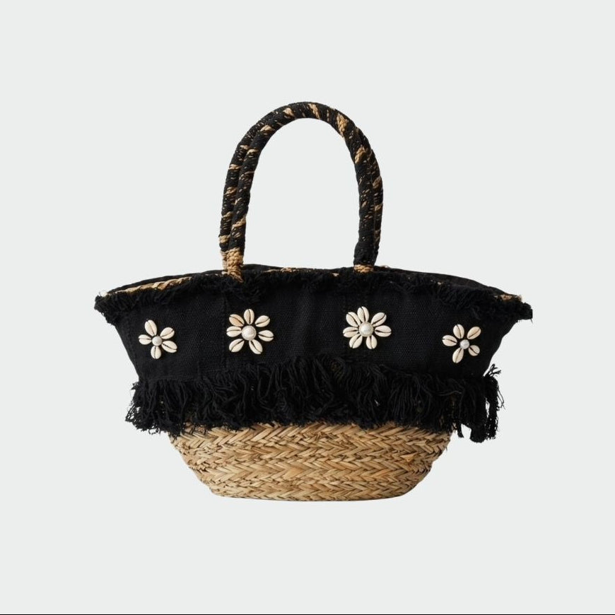 CORAL Straw Bag - BLACK