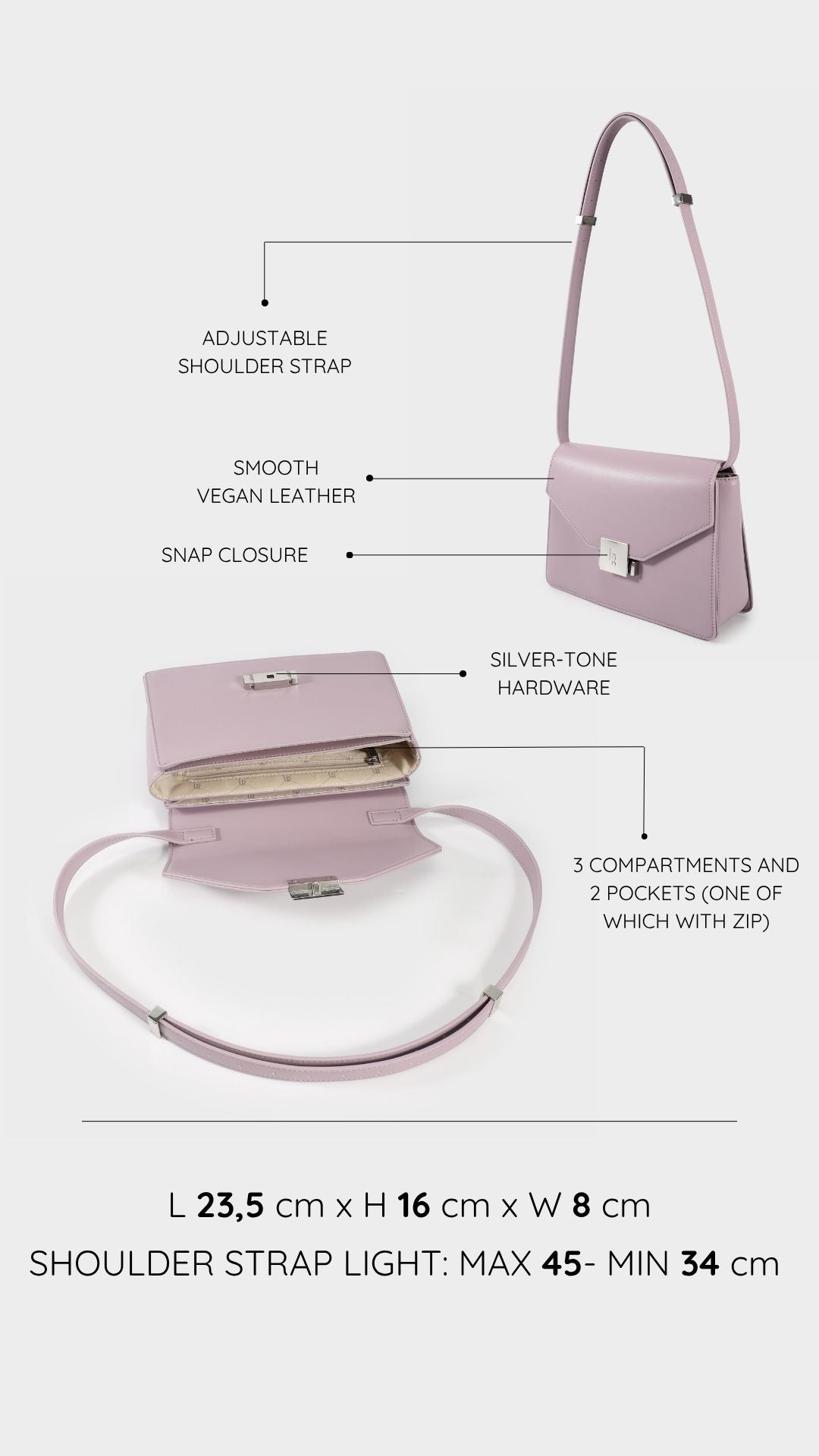 Borsa a tracolla AURA - LAVANDER