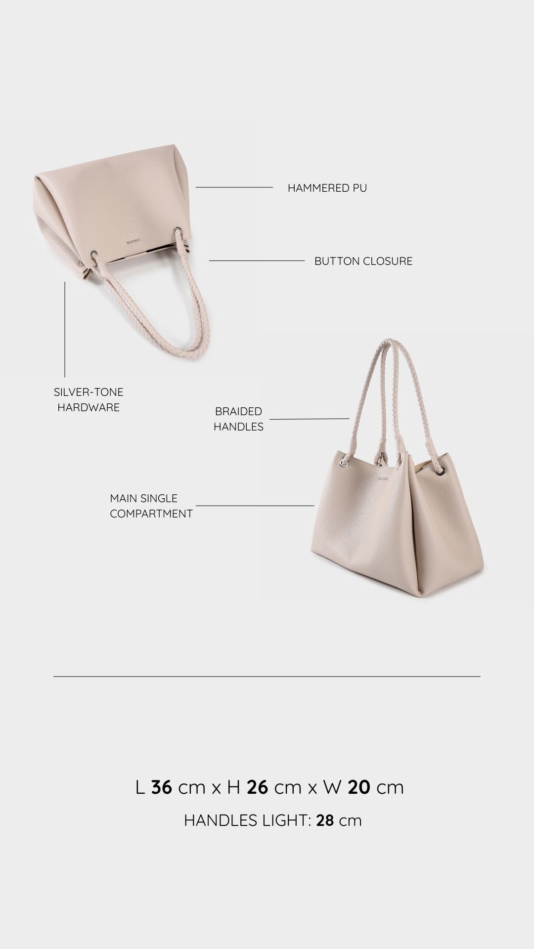 Bolso de hombro grande CHERYL - LILA POLVO