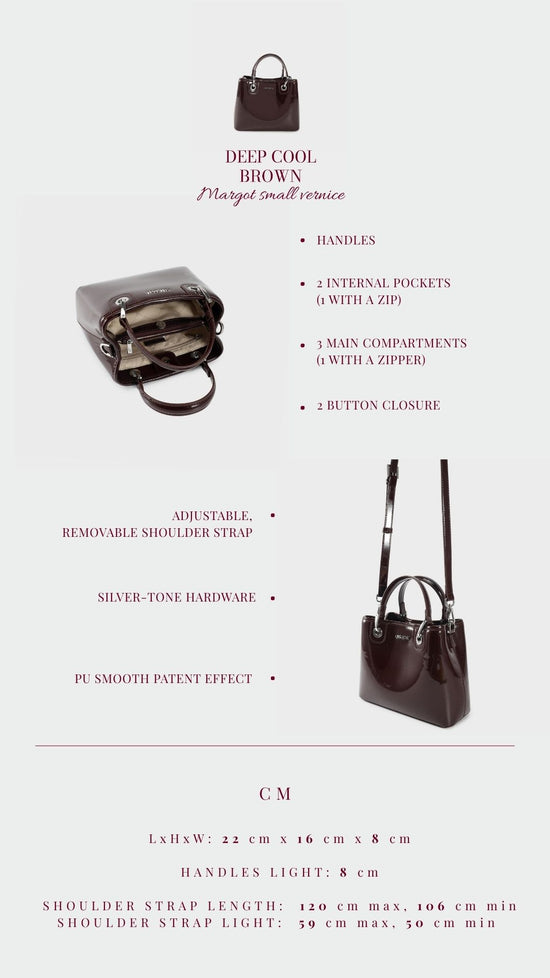 Borsa a mano MARGOT SMALL VERNICE - DEEP COOL BROWN