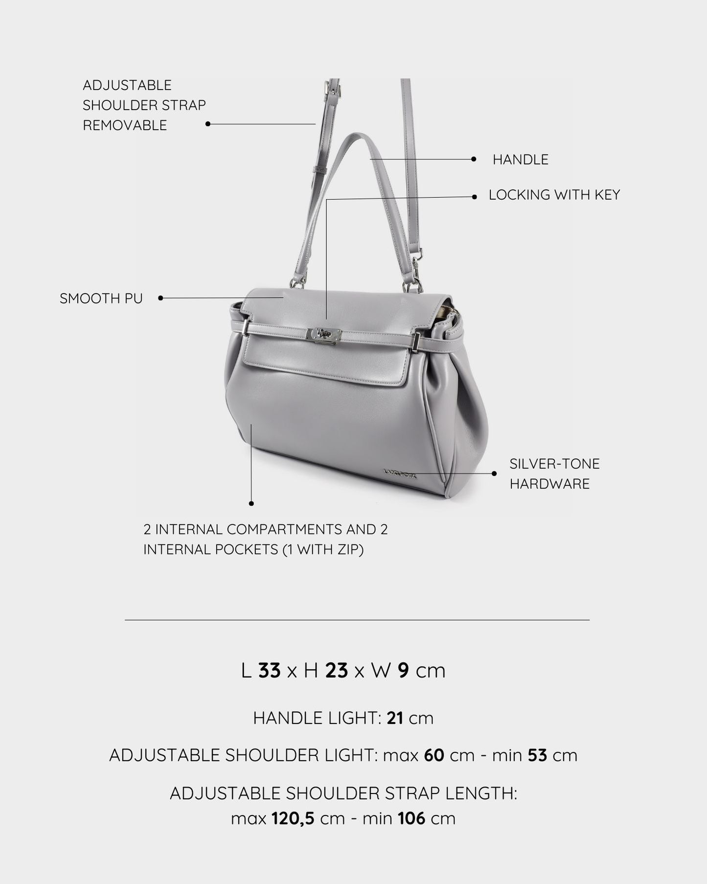 Borsa a tracolla QUINN- GRIGIO