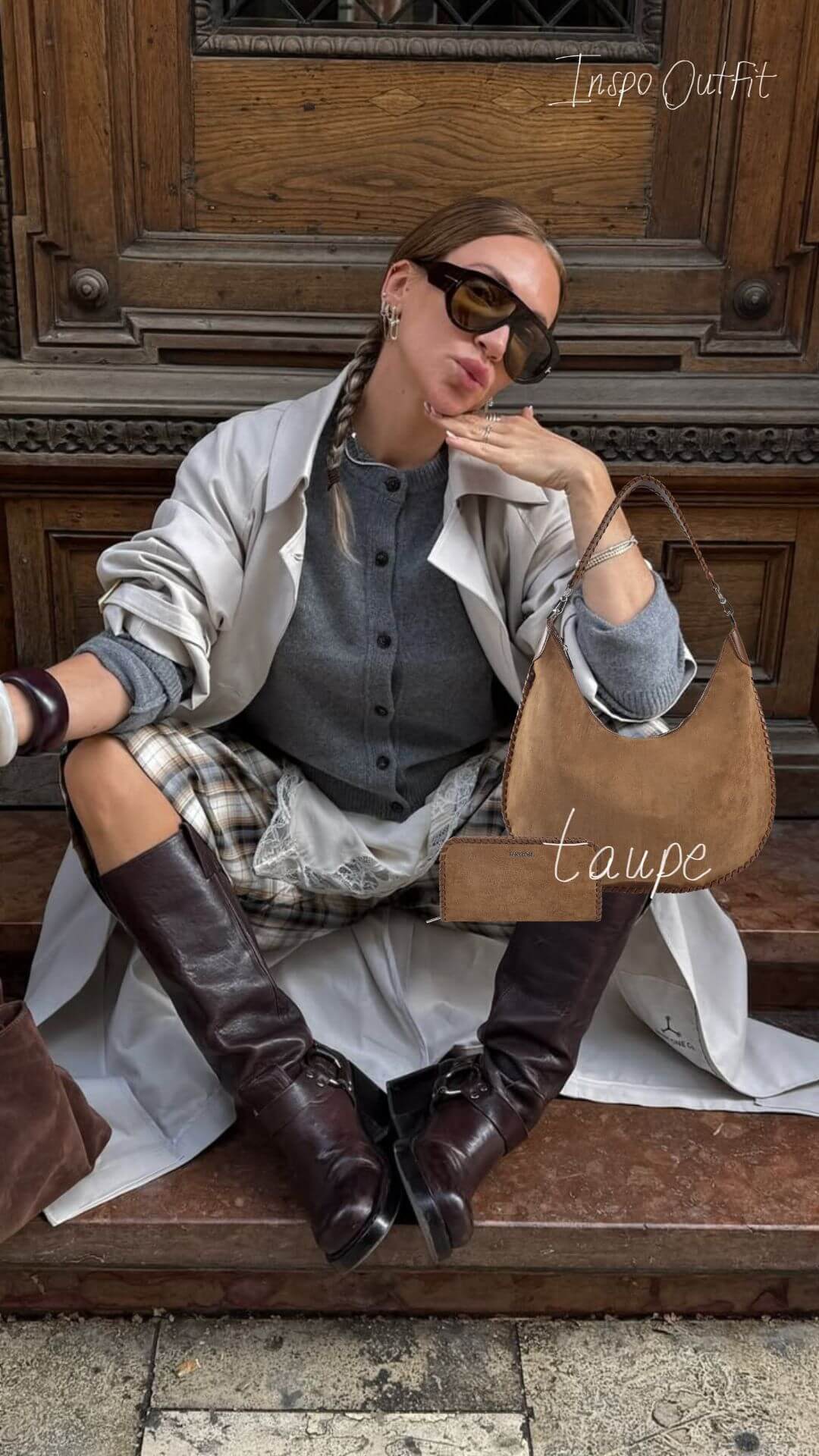 BORSA A SPALLA AURORA - TAUPE