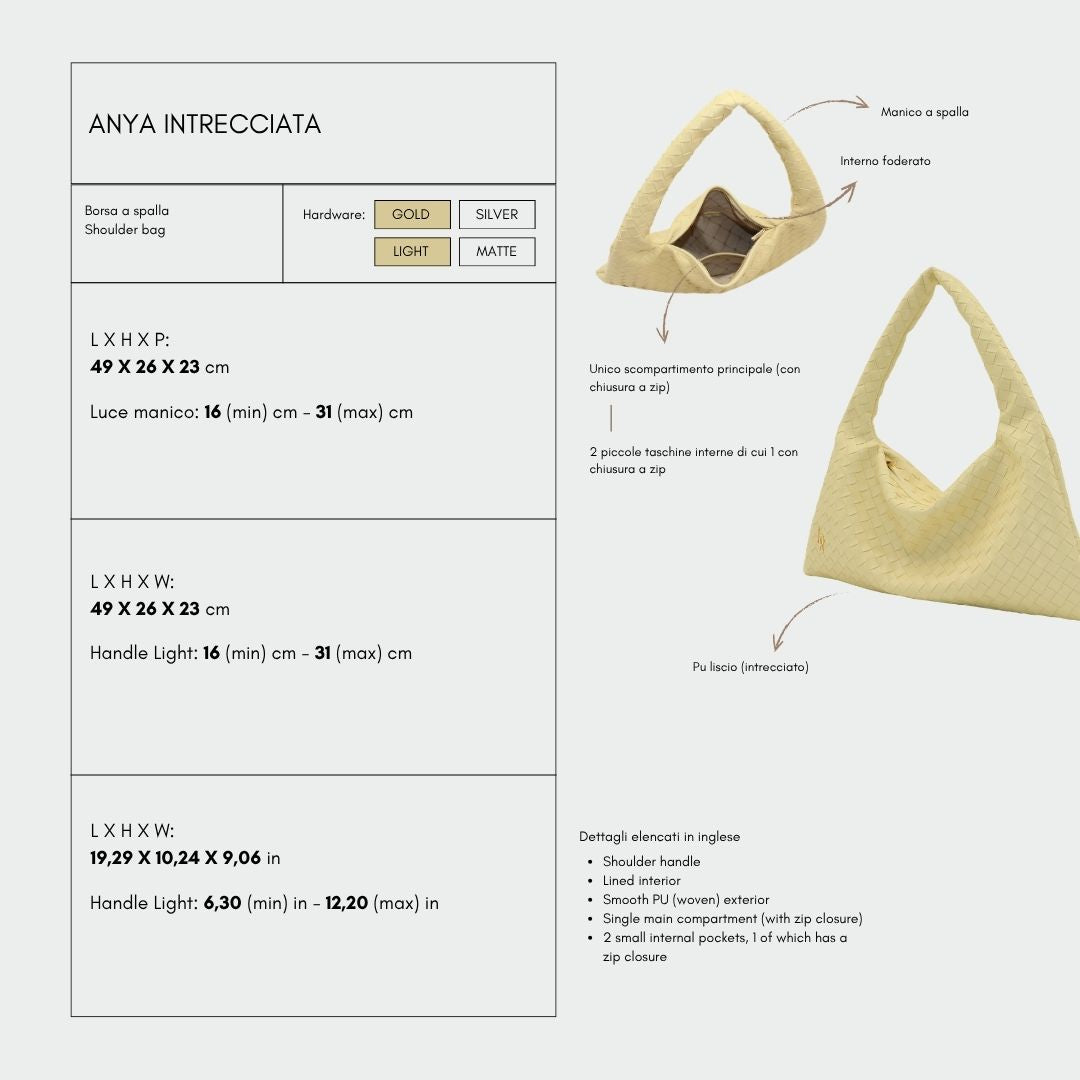 Borsa a spalla ANYA intrecciata - BUTTER YELLOW