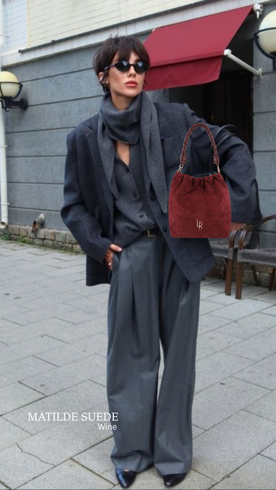 Borsa a secchiello MATILDE SUEDE - WINE