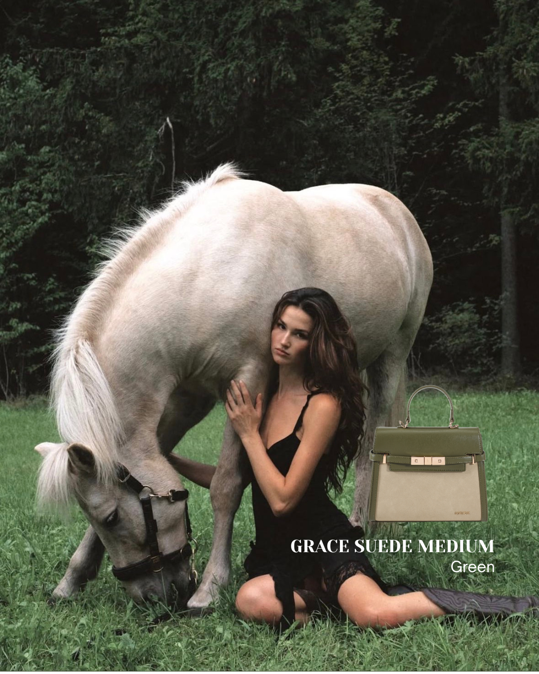 Borsa a mano GRACE SUEDE MEDIUM - GREEN