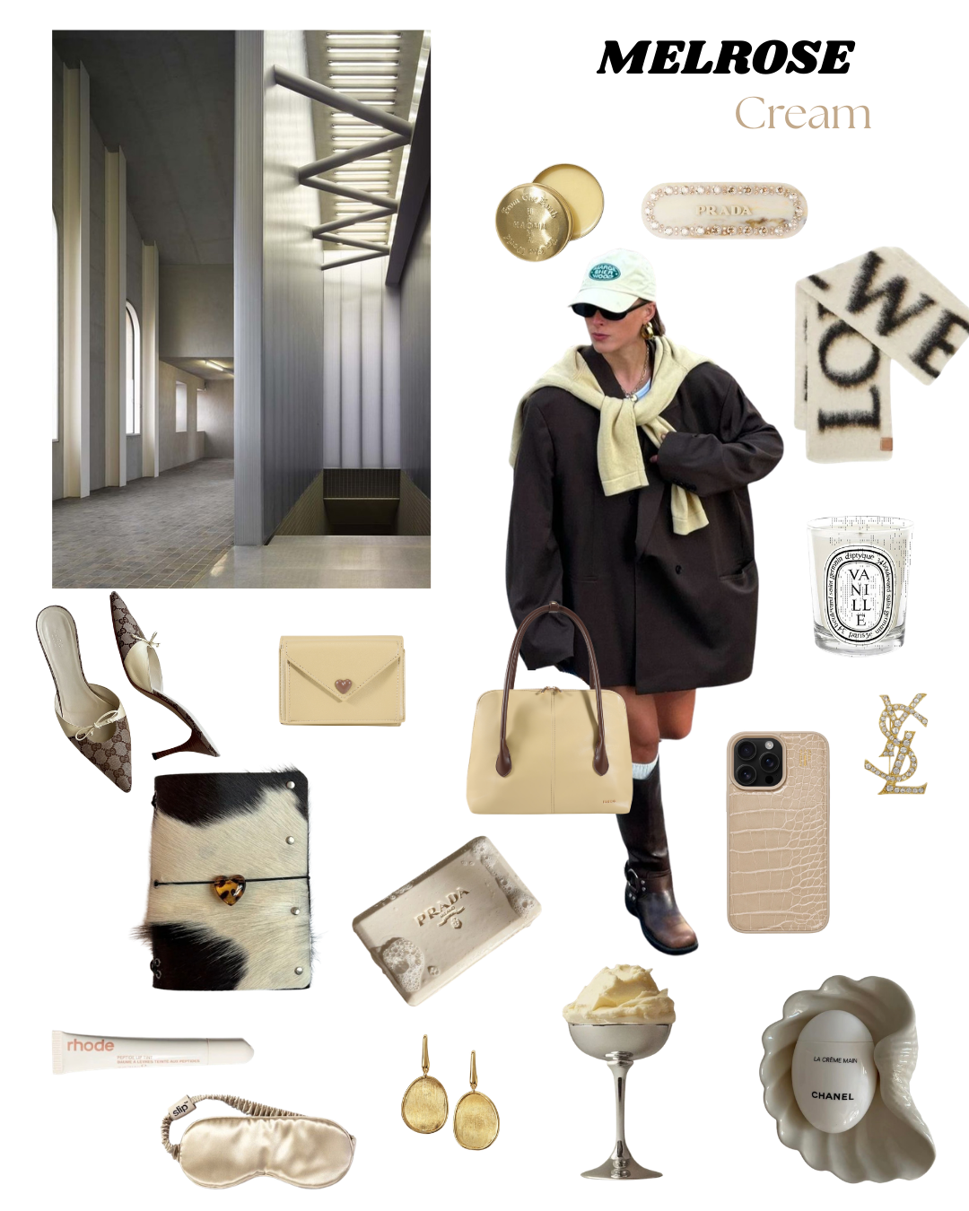 Borsa a spalla MELROSE - NUT CREAM