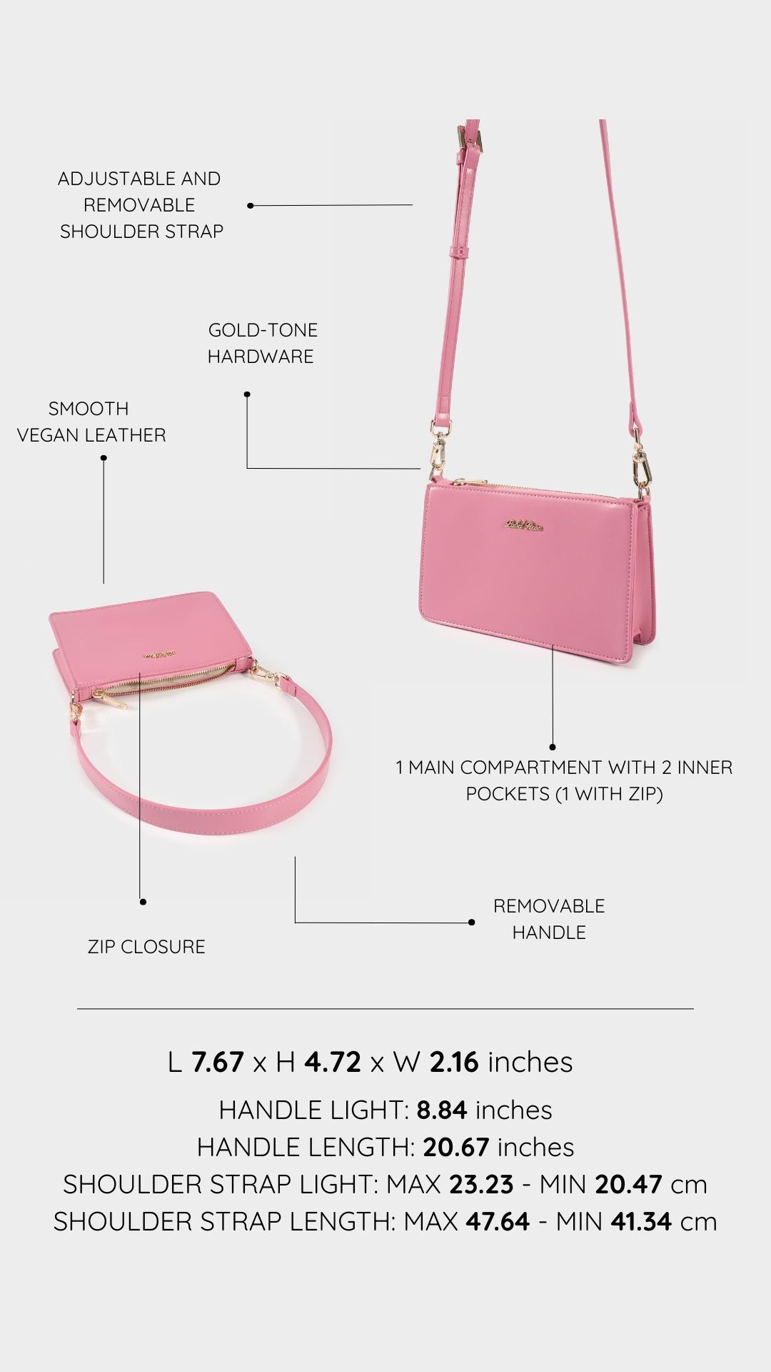 Borsa a spalla MILLIE - TAFFY PINK