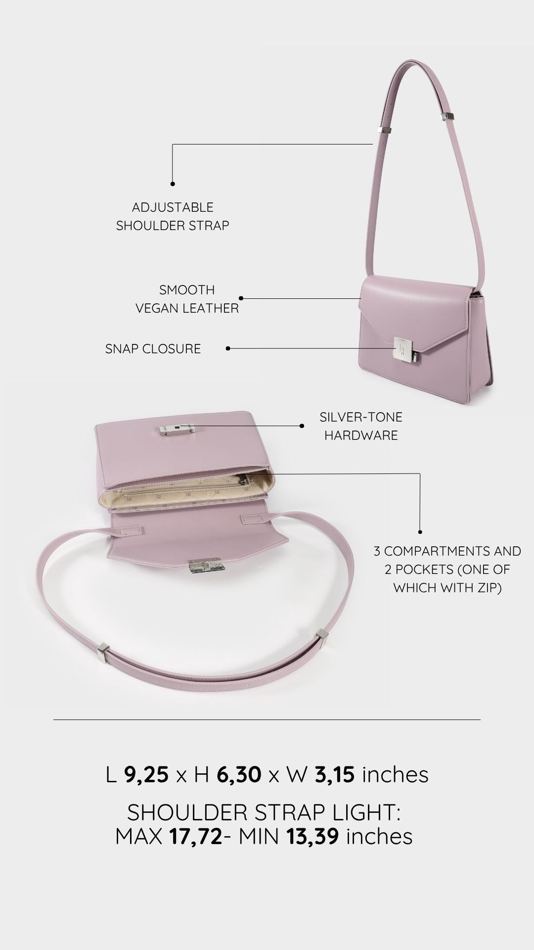 Borsa a tracolla AURA - LAVANDER