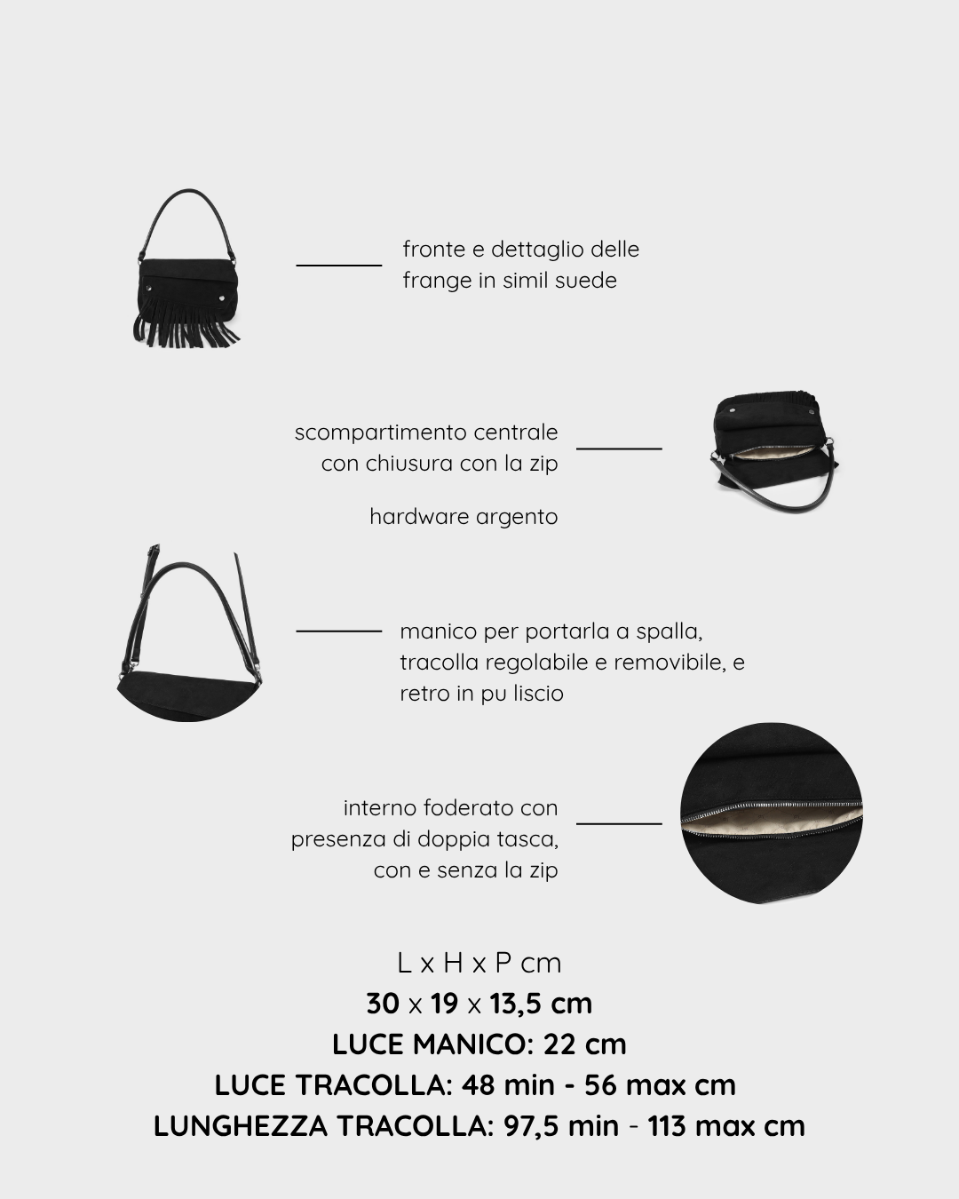 MEREDITH Shoulder Bag - BLACK SILVER