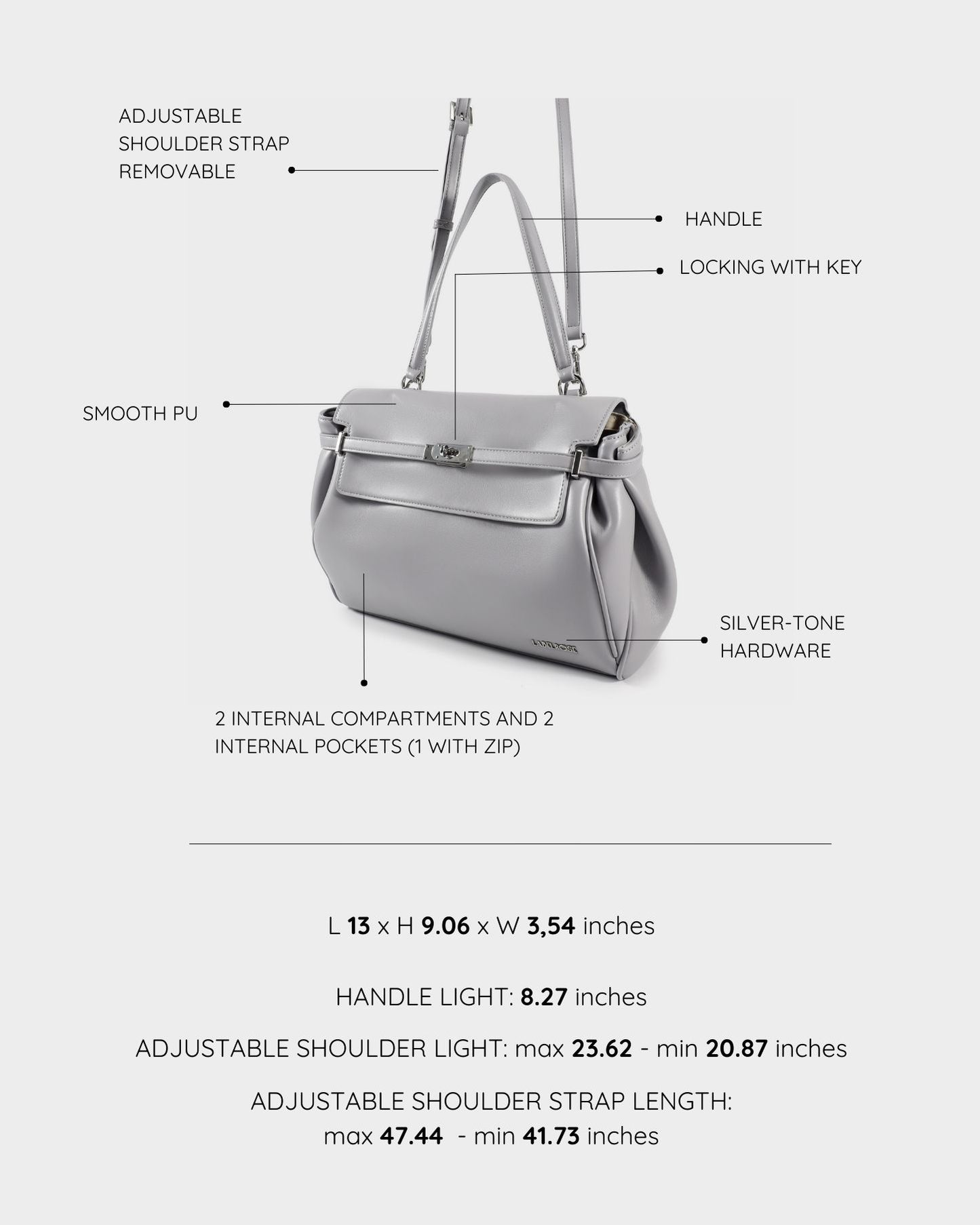 Borsa a tracolla QUINN- GRIGIO