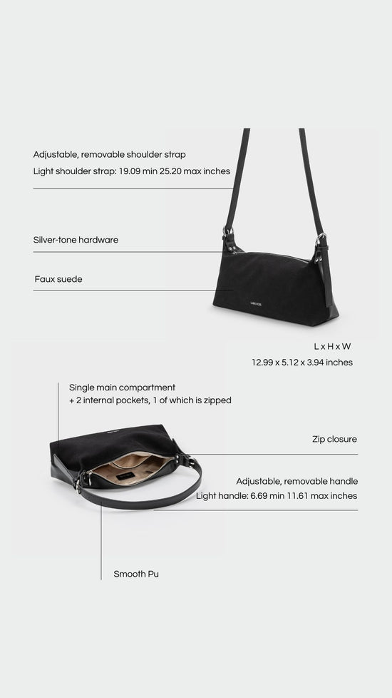 Borsa a spalla DUA - BLACK SILVER