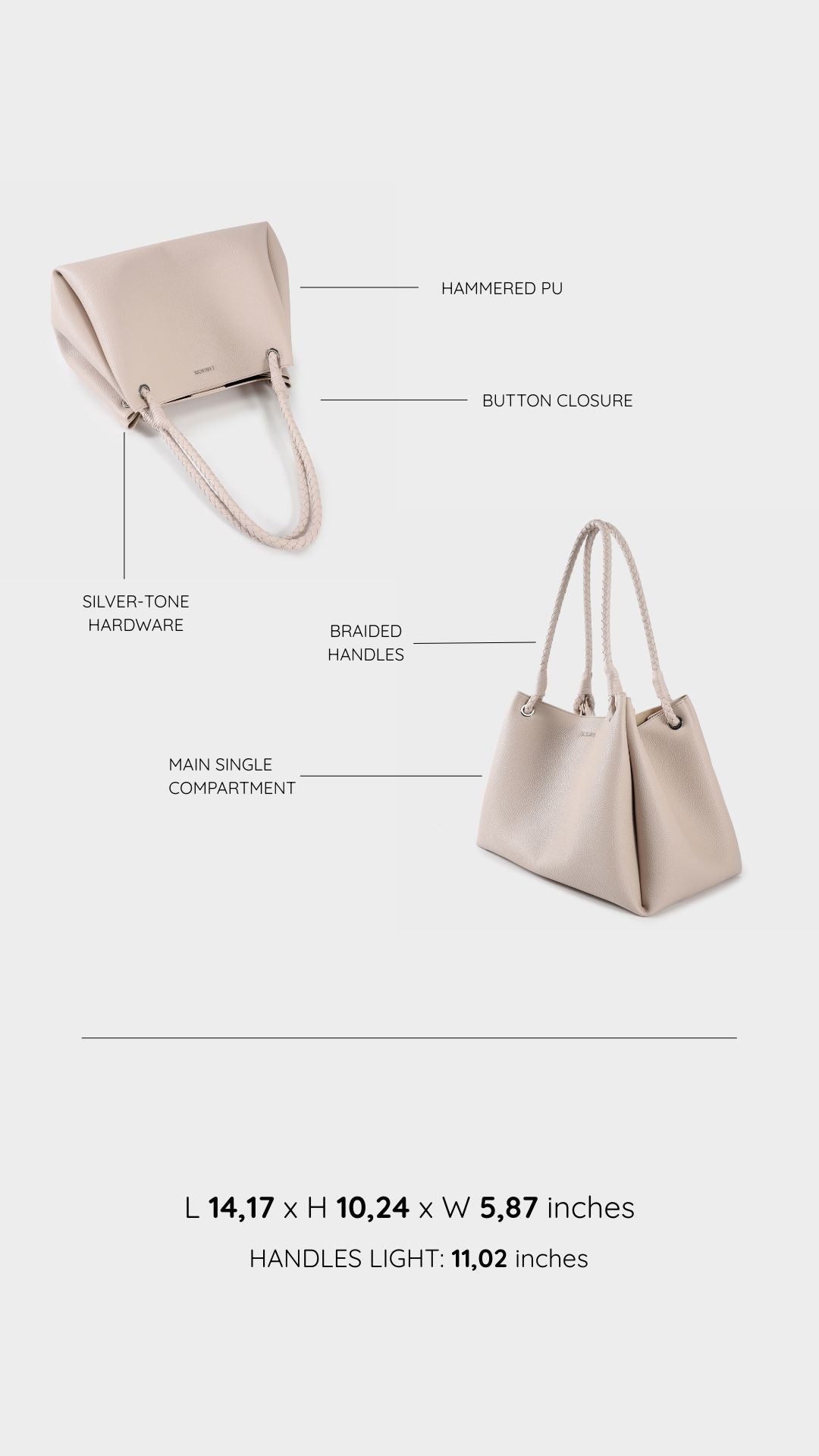Bolso de hombro grande CHERYL - LILA POLVO