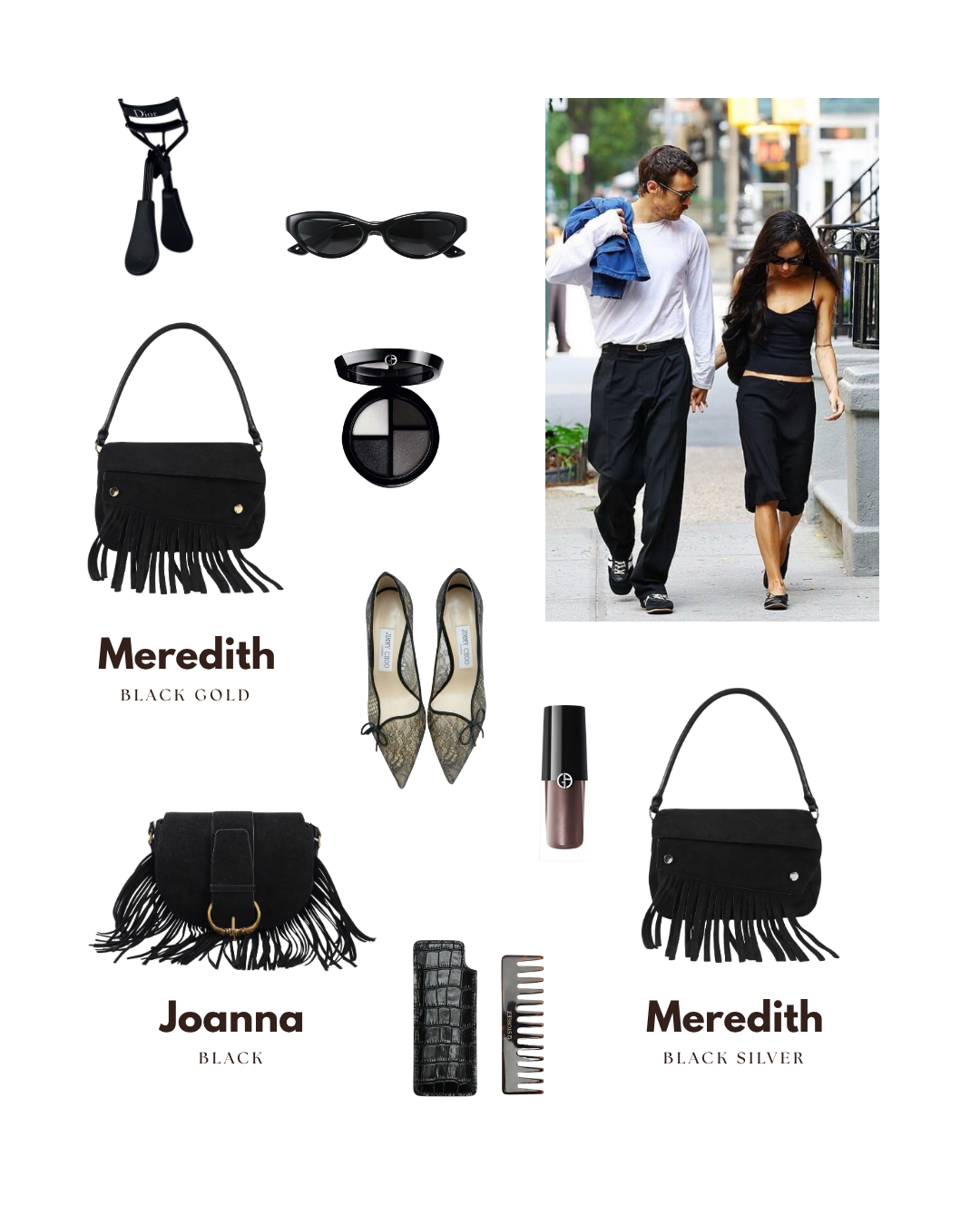 Bolso de hombro MEREDITH - NEGRO DORADO