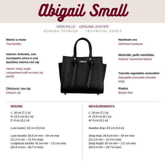 Borsa a mano ABIGAIL SMALL vera pelle - BLACK GOLD