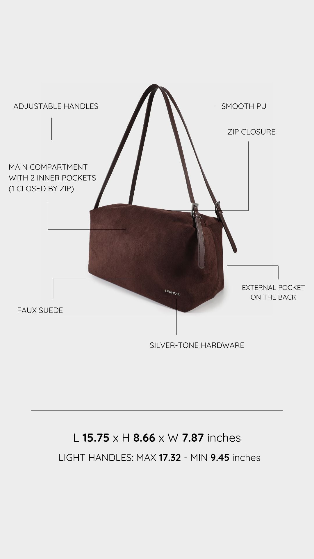 Shopping bag a spalla SIDNEY - MARRONE